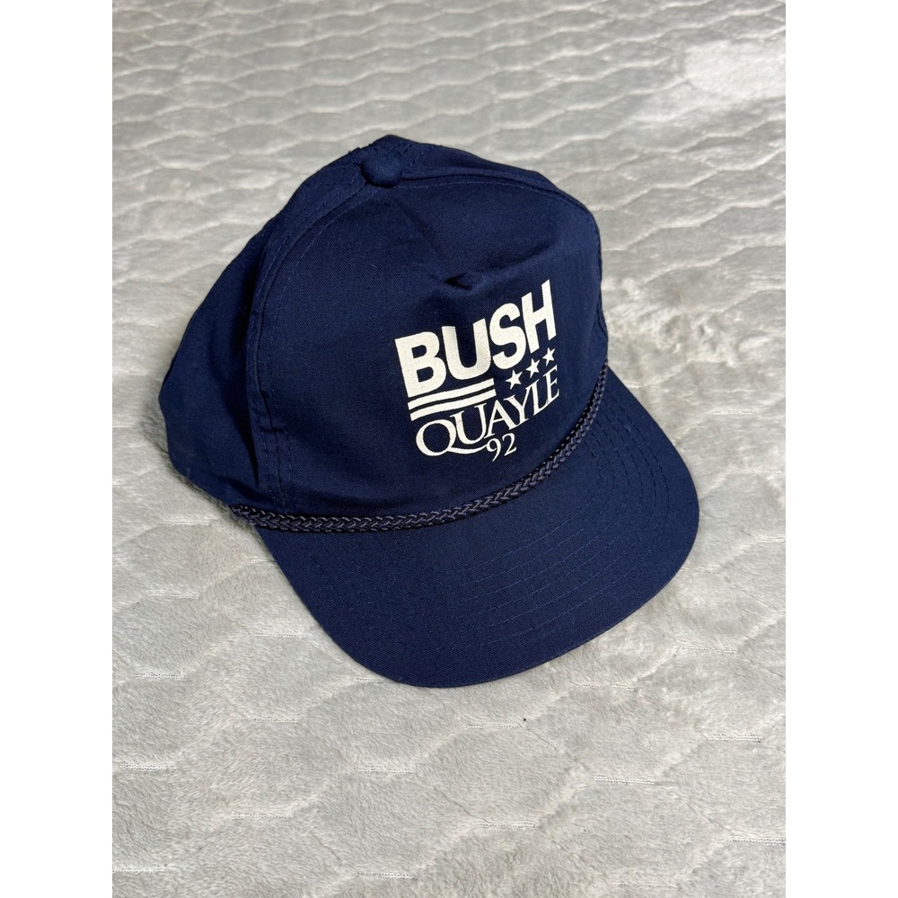 Vintage Bush Quayle 92 Hat Republican Campaign Snapback Navy Blue AJ Headwear